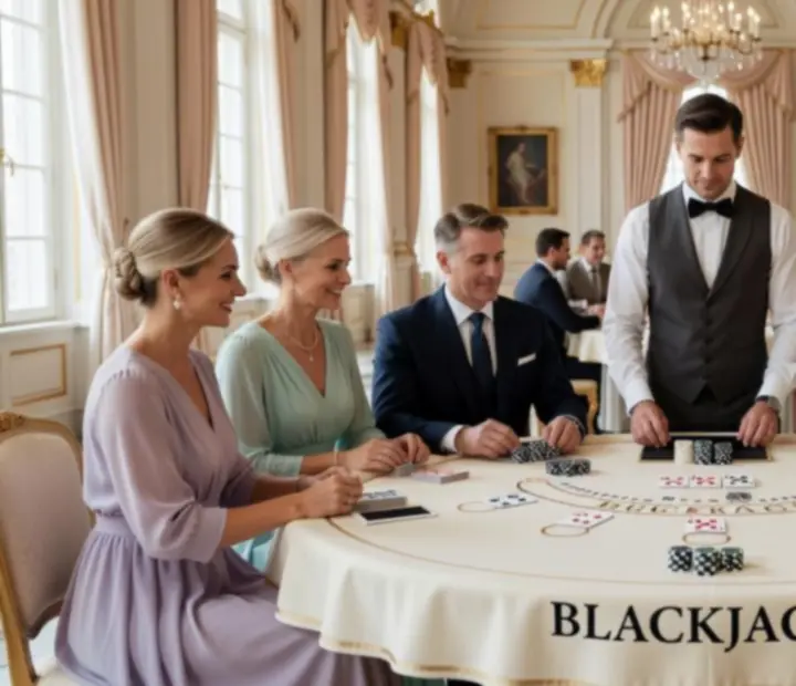 Eleganter Blackjack-Tisch bei einem Event mit stilvoller Beleuchtung