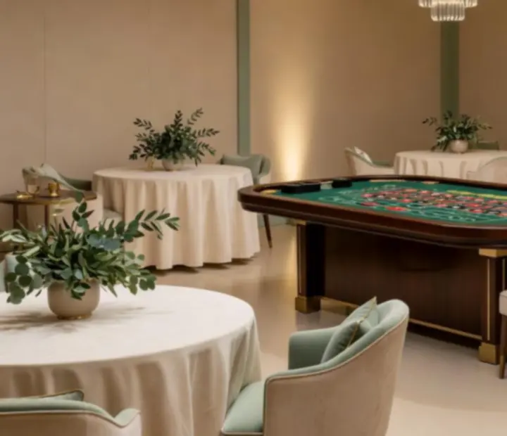 Stilvoll gestaltete Roulette-Station bei einem Event in Österreich